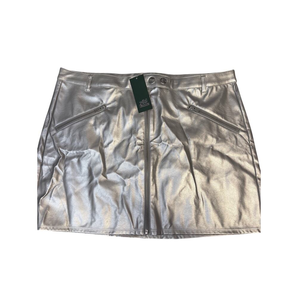 Wild Fable Women's Silver Faux Leather Moto Mini Skirt - Size 18 - NWT